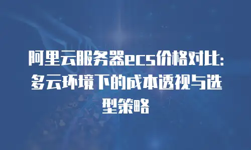阿里云服务器ecs价格对比：多云环境下的成本透视与选型策略