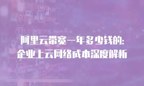 阿里云带宽一年多少钱的：企业上云网络成本深度解析