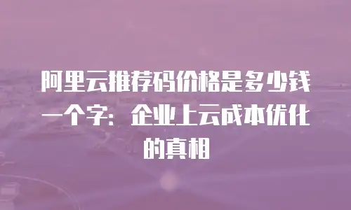 阿里云推荐码价格是多少钱一个字：企业上云成本优化的真相