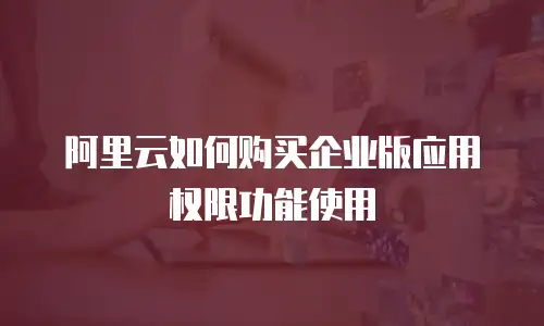 阿里云如何购买企业版应用权限功能使用