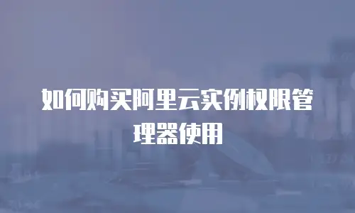 如何购买阿里云实例权限管理器使用