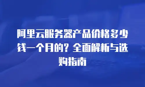 阿里云服务器产品价格多少钱一个月的？全面解析与选购指南