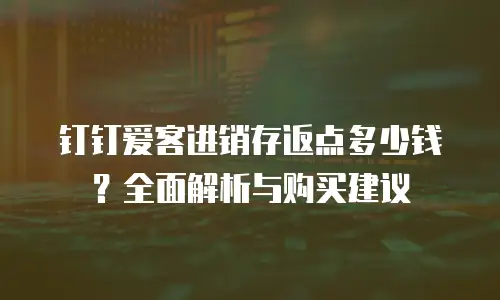 钉钉爱客进销存返点多少钱？全面解析与购买建议