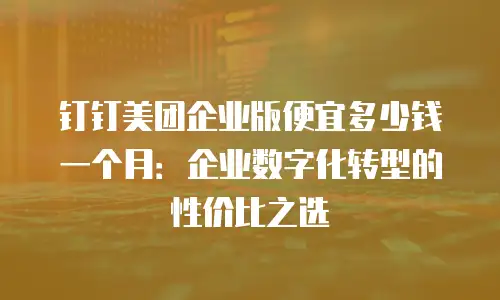 钉钉美团企业版便宜多少钱一个月：企业数字化转型的性价比之选