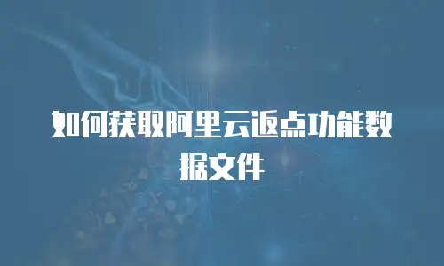 如何获取阿里云返点功能数据文件