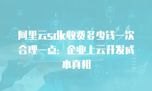 阿里云sdk收费多少钱一次合理一点：企业上云开发成本真相