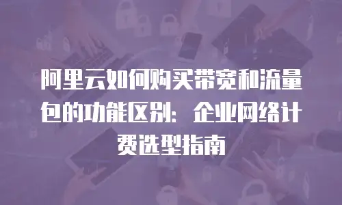 阿里云如何购买带宽和流量包的功能区别：企业网络计费选型指南