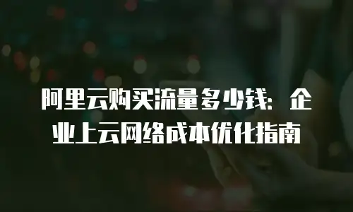 阿里云购买流量多少钱：企业上云网络成本优化指南