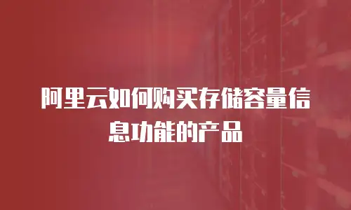 阿里云如何购买存储容量信息功能的产品