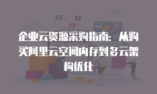 企业云资源采购指南：从购买阿里云空间内存到多云架构优化