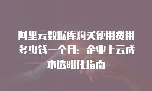 阿里云数据库购买使用费用多少钱一个月：企业上云成本透明化指南