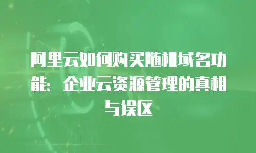阿里云如何购买随机域名功能：企业云资源管理的真相与误区