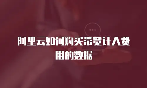 阿里云如何购买带宽计入费用的数据