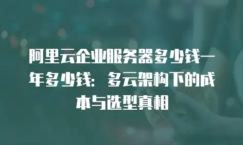 阿里云企业服务器多少钱一年多少钱：多云架构下的成本与选型真相