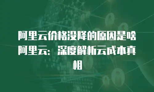 阿里云价格没降的原因是啥阿里云：深度解析云成本真相