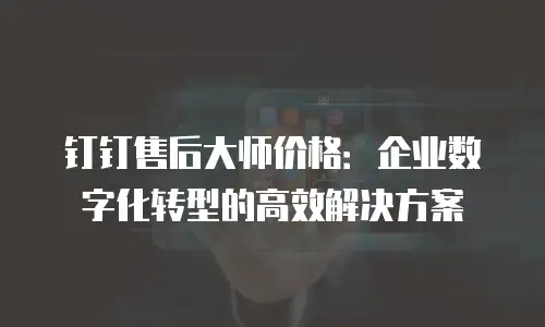 钉钉售后大师价格：企业数字化转型的高效解决方案