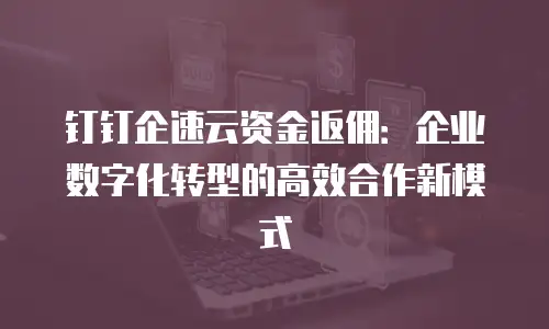 钉钉企速云资金返佣：企业数字化转型的高效合作新模式