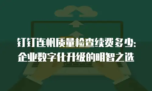 钉钉连帆质量检查续费多少：企业数字化升级的明智之选