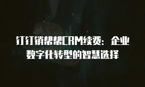 钉钉销帮帮CRM续费：企业数字化转型的智慧选择