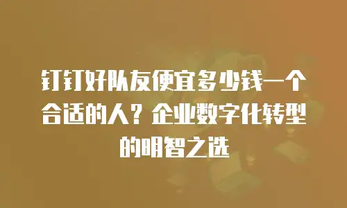 钉钉好队友便宜多少钱一个合适的人？企业数字化转型的明智之选