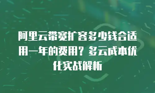 阿里云带宽扩容多少钱合适用一年的费用？多云成本优化实战解析