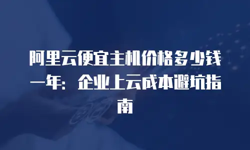 阿里云便宜主机价格多少钱一年：企业上云成本避坑指南