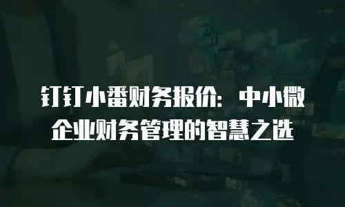 钉钉小番财务报价：中小微企业财务管理的智慧之选