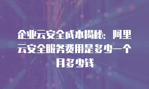 企业云安全成本揭秘：阿里云安全服务费用是多少一个月多少钱