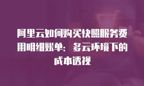 阿里云如何购买快照服务费用明细账单：多云环境下的成本透视