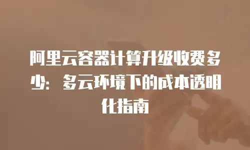 阿里云容器计算升级收费多少：多云环境下的成本透明化指南