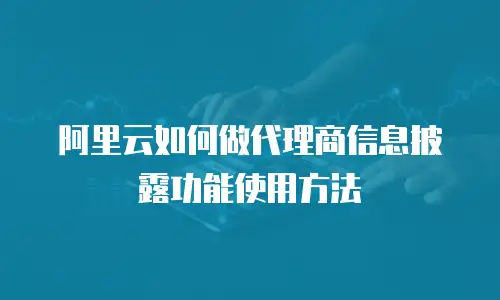 阿里云如何做代理商信息披露功能使用方法