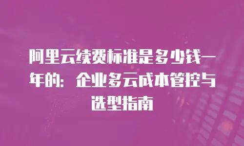 阿里云续费标准是多少钱一年的：企业多云成本管控与选型指南