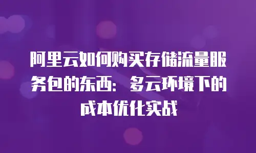 阿里云如何购买存储流量服务包的东西：多云环境下的成本优化实战