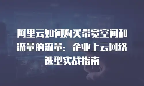 阿里云如何购买带宽空间和流量的流量：企业上云网络选型实战指南