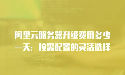阿里云服务器升级费用多少一天：按需配置的灵活选择