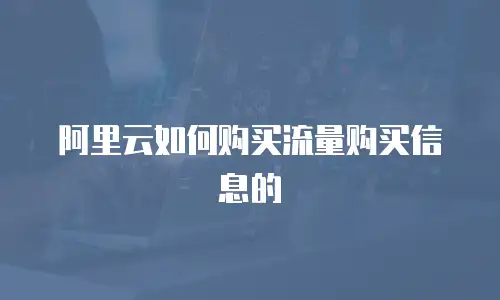 阿里云如何购买流量购买信息的