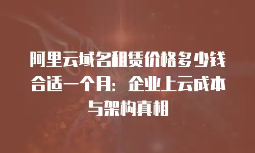 阿里云域名租赁价格多少钱合适一个月：企业上云成本与架构真相