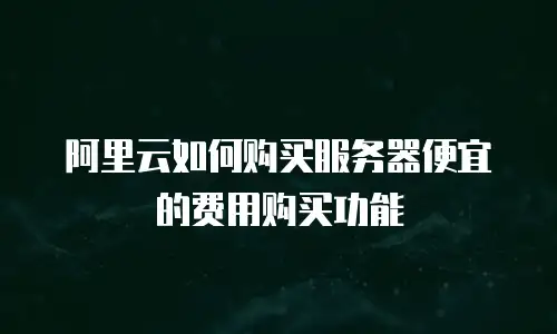 阿里云如何购买服务器便宜的费用购买功能