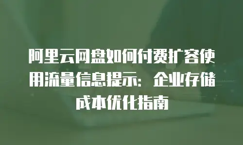 阿里云网盘如何付费扩容使用流量信息提示：企业存储成本优化指南