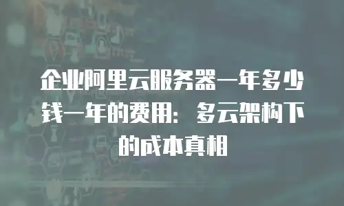 企业阿里云服务器一年多少钱一年的费用：多云架构下的成本真相