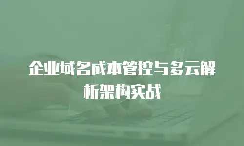 企业域名成本管控与多云解析架构实战