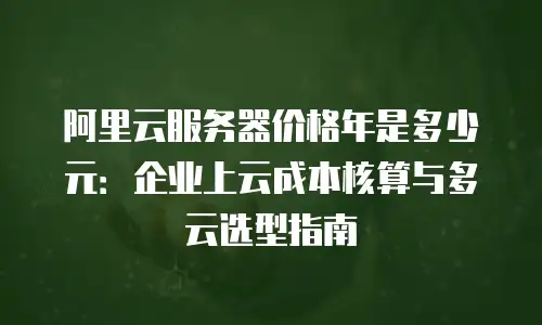 阿里云服务器价格年是多少元：企业上云成本核算与多云选型指南