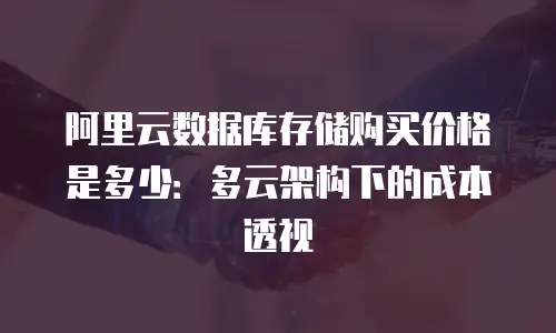 阿里云数据库存储购买价格是多少：多云架构下的成本透视