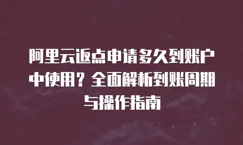 阿里云返点申请多久到账户中使用？全面解析到账周期与操作指南