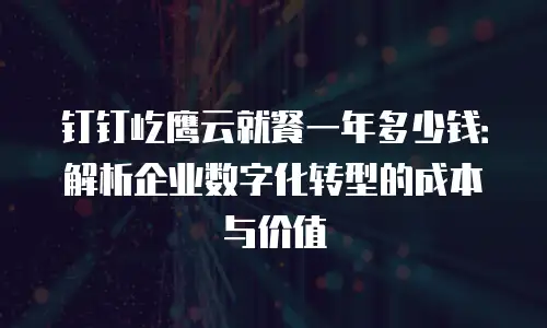 钉钉屹鹰云就餐一年多少钱：解析企业数字化转型的成本与价值