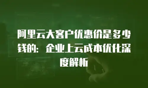 阿里云大客户优惠价是多少钱的：企业上云成本优化深度解析