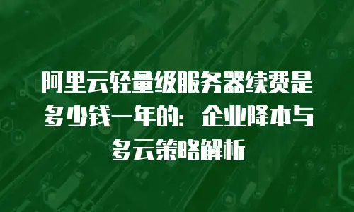 阿里云轻量级服务器续费是多少钱一年的：企业降本与多云策略解析