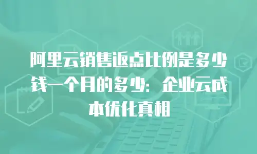 阿里云销售返点比例是多少钱一个月的多少：企业云成本优化真相