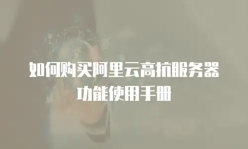 如何购买阿里云高抗服务器功能使用手册