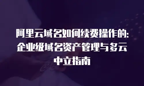 阿里云域名如何续费操作的：企业级域名资产管理与多云中立指南